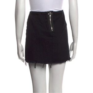 Denim x Alexander Wang Zip Jean Mini Skirt Frayed Destroyed Raw Hem Black Sz 25